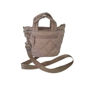 BAGSMART Quilted Travel Crossbody Bag tan color